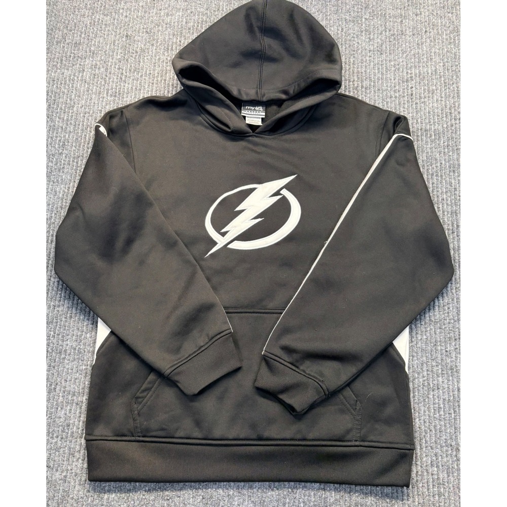 NHL Tampa Bay Lightning Youth Large 12/14 Black Hoodie Sweatshirt Logo 4353